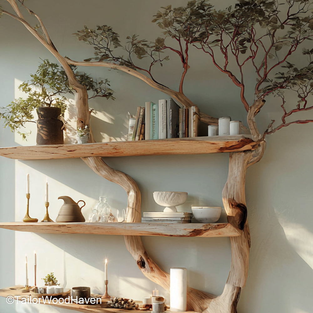 Green Tree Bookshelf Tree Shaped Wooden Bookshelf Painted Green, Ideal for Kids’ Rooms or Nature Themed Spaces