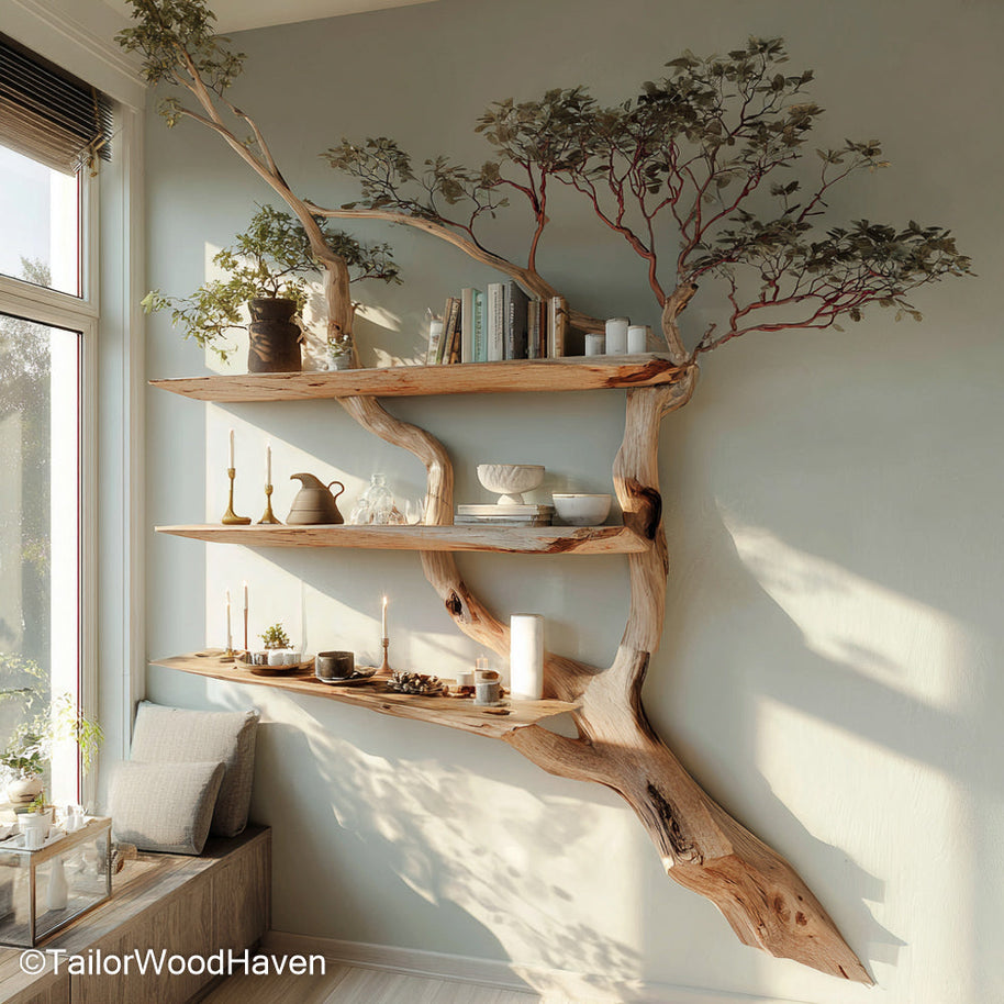 Green Tree Bookshelf Tree Shaped Wooden Bookshelf Painted Green, Ideal for Kids’ Rooms or Nature Themed Spaces