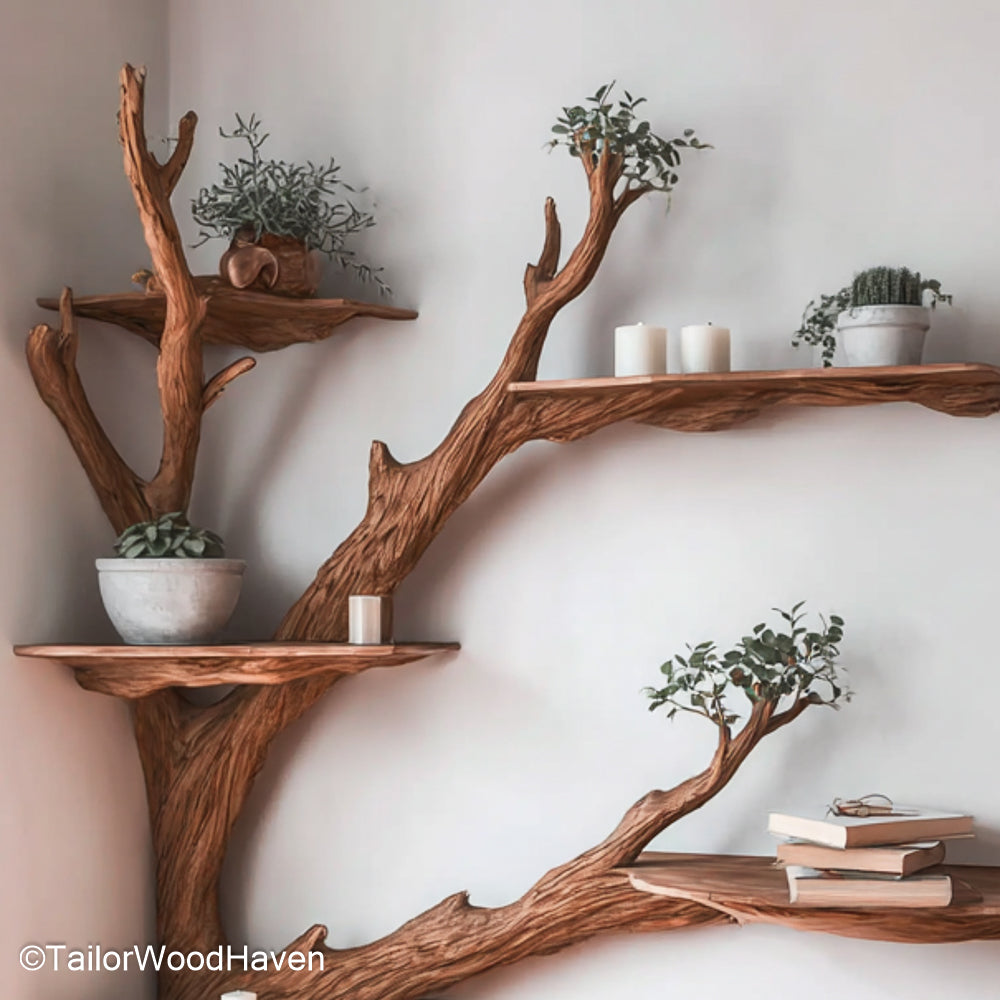 Corner Tree Bookshelf Handcrafted Tree Shaped Corner Bookcase Made of Wood for Artistic and Nature Loving Spaces