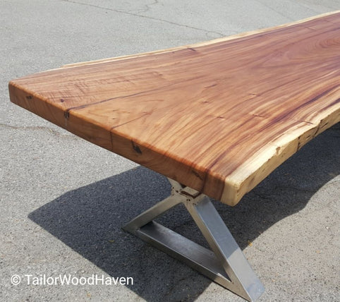 DIY Live Edge Dining Table with a Steel Base