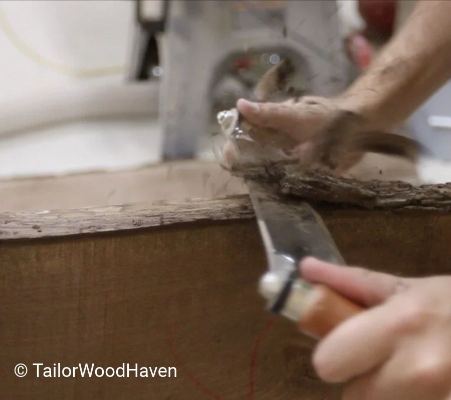 How to Remove Bark from a Live Edge Slab