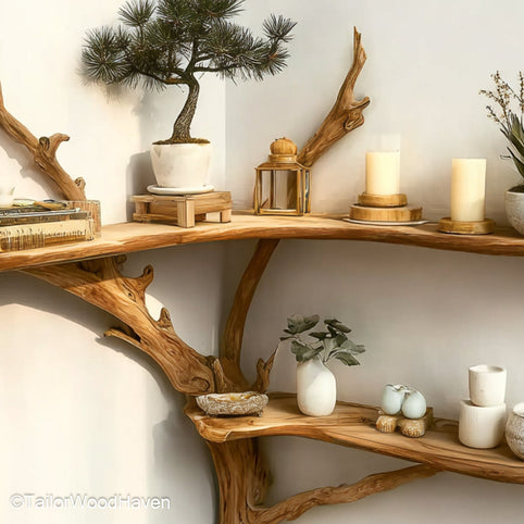 DIY Tree Branch Bookshelf — Rustic Charm Meets Practical Storage