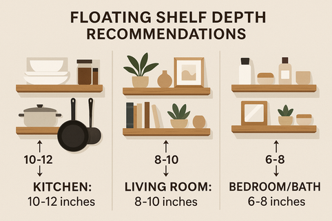 How Deep Should Floating Shelves Be in the Kitchen, Living Room, and Beyond?