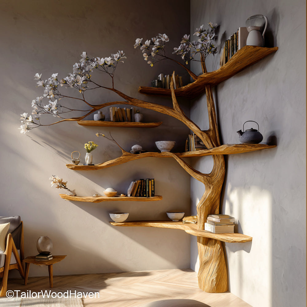 diy corner tree bookshelf