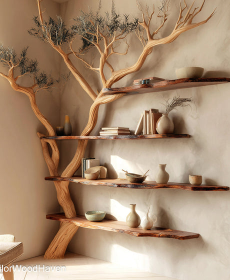 Bookshelf Like Tree Wooden Bookshelf That Looks Like a Tree, Designed for Artistic and Nature Inspired Storage