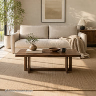 Solid wood rectangular coffee table with smooth durable surface and balanced proportions