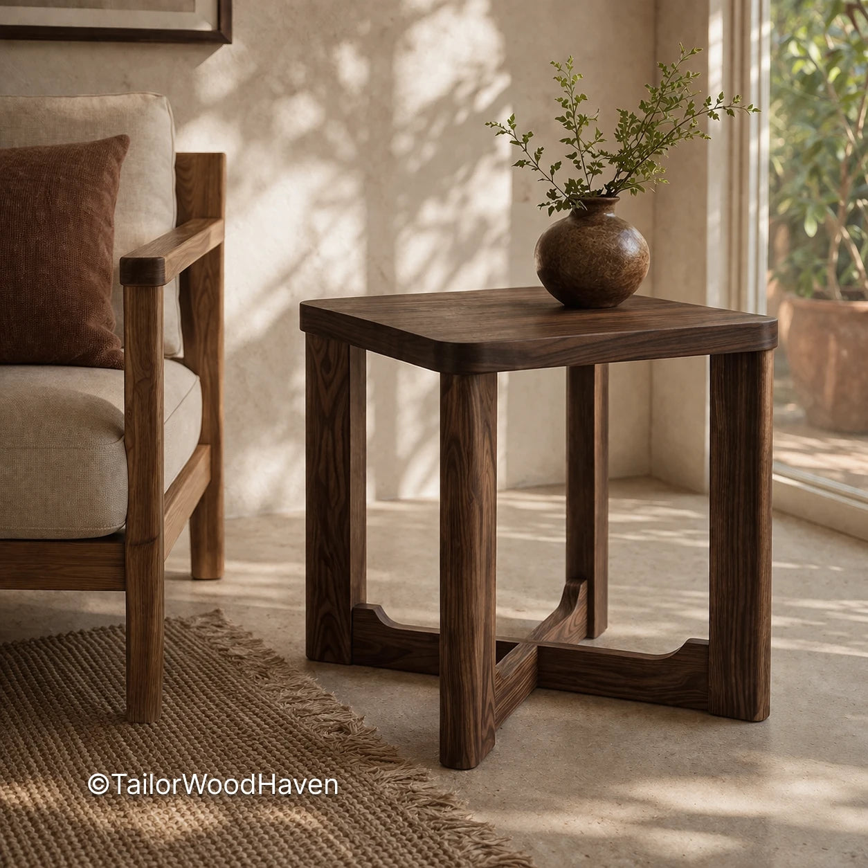 Solid wood square coffee table with natural grain and smooth durable finish