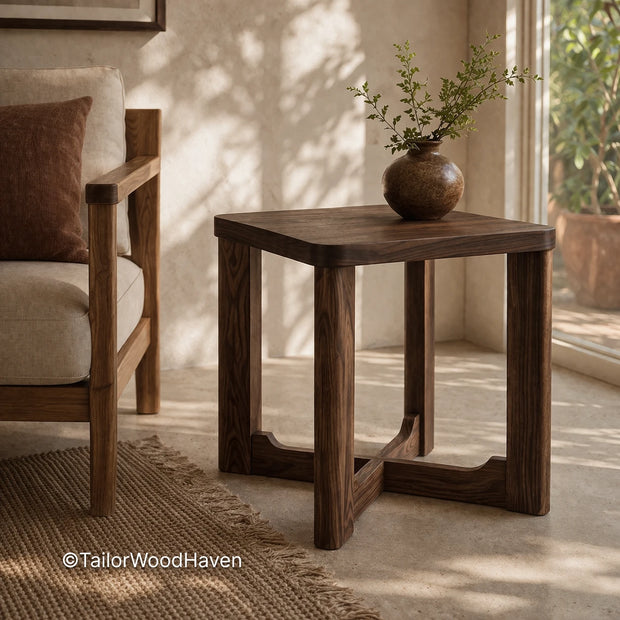 Solid wood square coffee table with natural grain and smooth durable finish