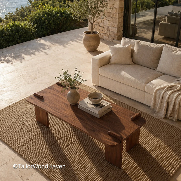 Solid wood square coffee table with natural grain and smooth durable finish