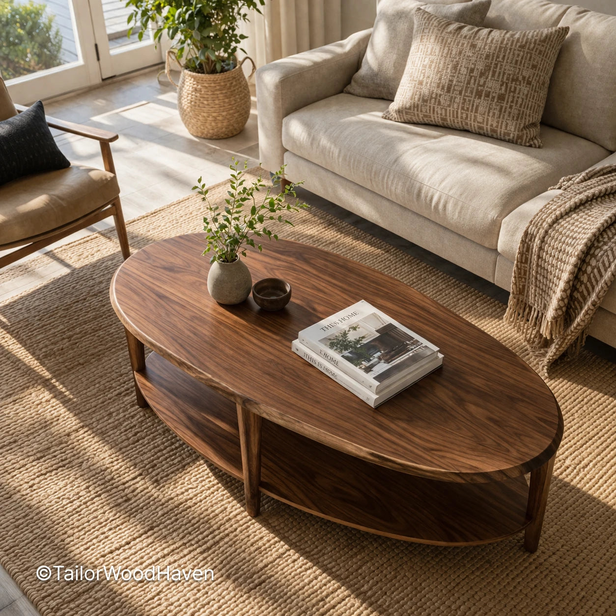 Minimal wood coffee table with smooth surface and structured form