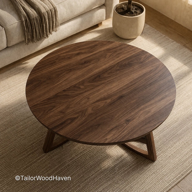 Round coffee table with clean edges and smooth durable surface