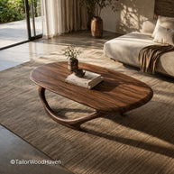 Minimal wood coffee table with smooth surface and structured form