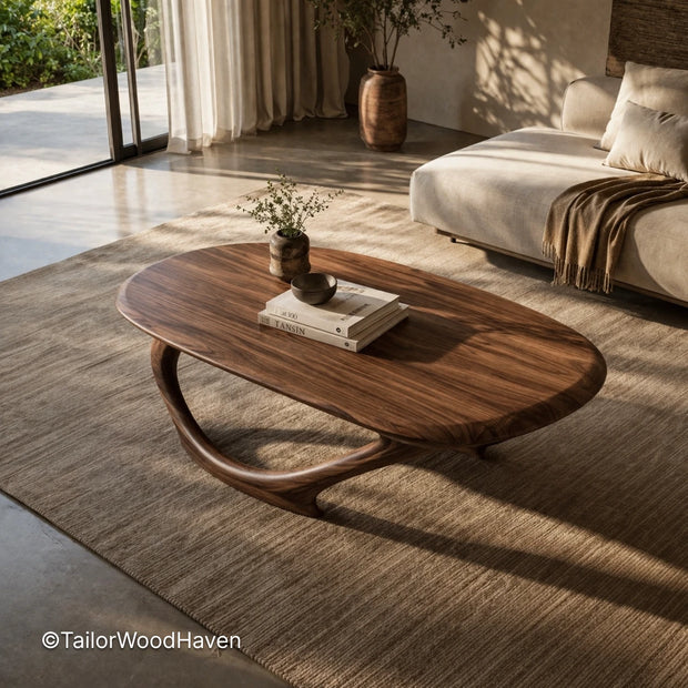Minimal wood coffee table with smooth surface and structured form
