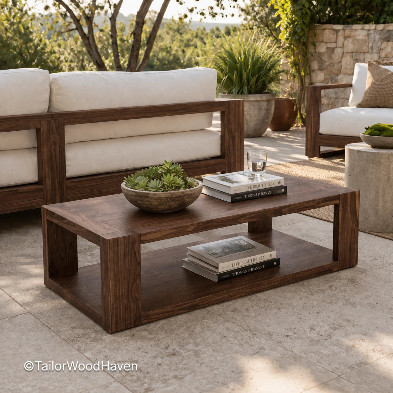 Minimal solid wood coffee table with rectangular top and sturdy construction