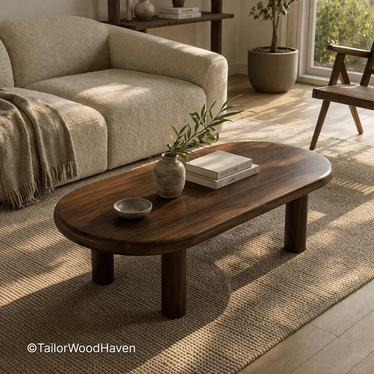 Rectangular dark wood coffee table with clean edges and rich wood tone finish