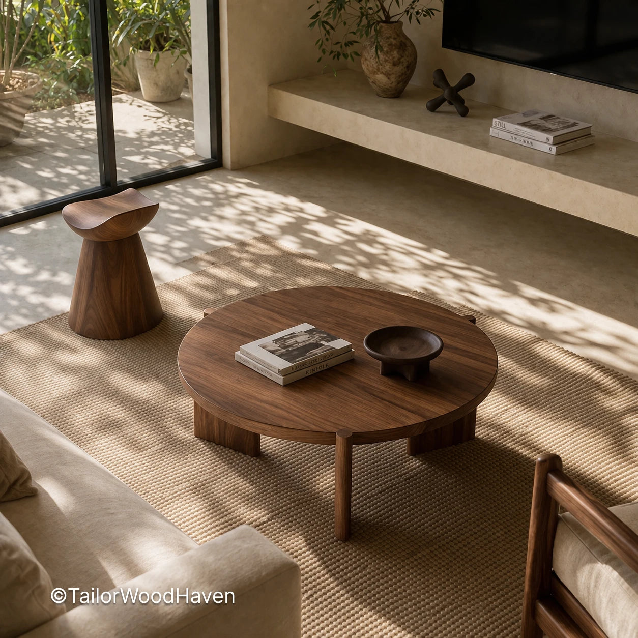 Large Circle Coffee Table – Spacious Living Room Table