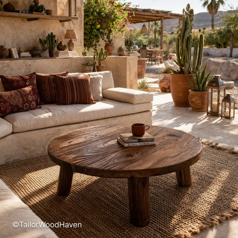 Solid wood round coffee table with balanced shape, durable finish, and versatile size for various room layouts