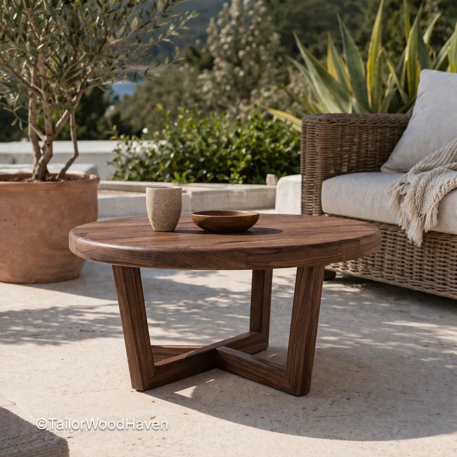 Minimal small wood coffee table with smooth surface and clean edges