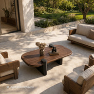 Minimal rectangular coffee table with sturdy construction and simple profile