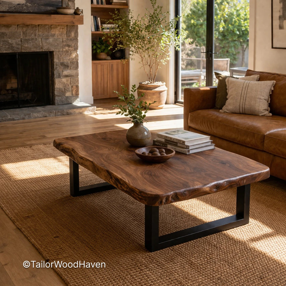 Minimal real wood coffee table with smooth surface and balanced proportions