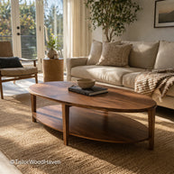 Solid wood modern coffee table designed for everyday use with natural grain
