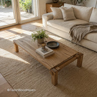 Simple mid century modern wood coffee table with stable construction and classic profile