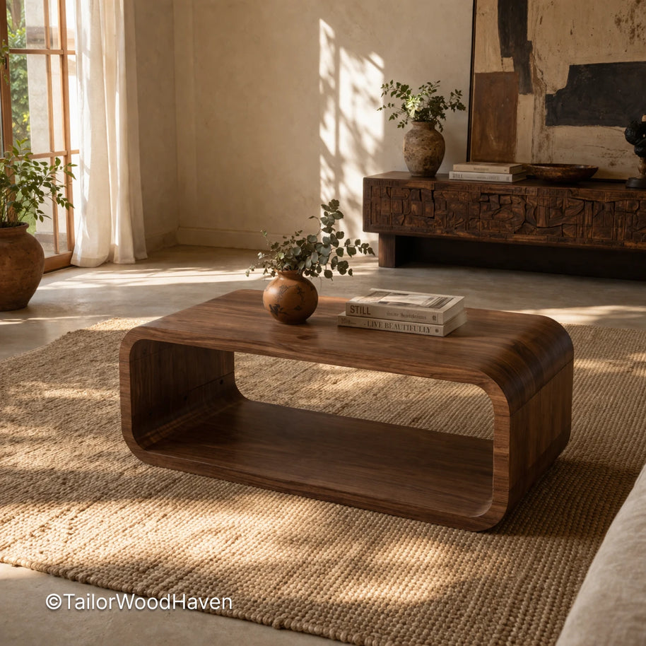 Minimal large rectangle coffee table with balanced proportions and sturdy build