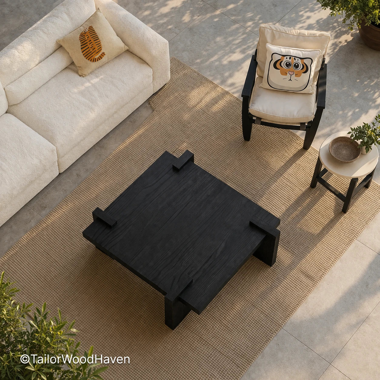 Modern black square coffee table with sturdy construction and balanced proportions