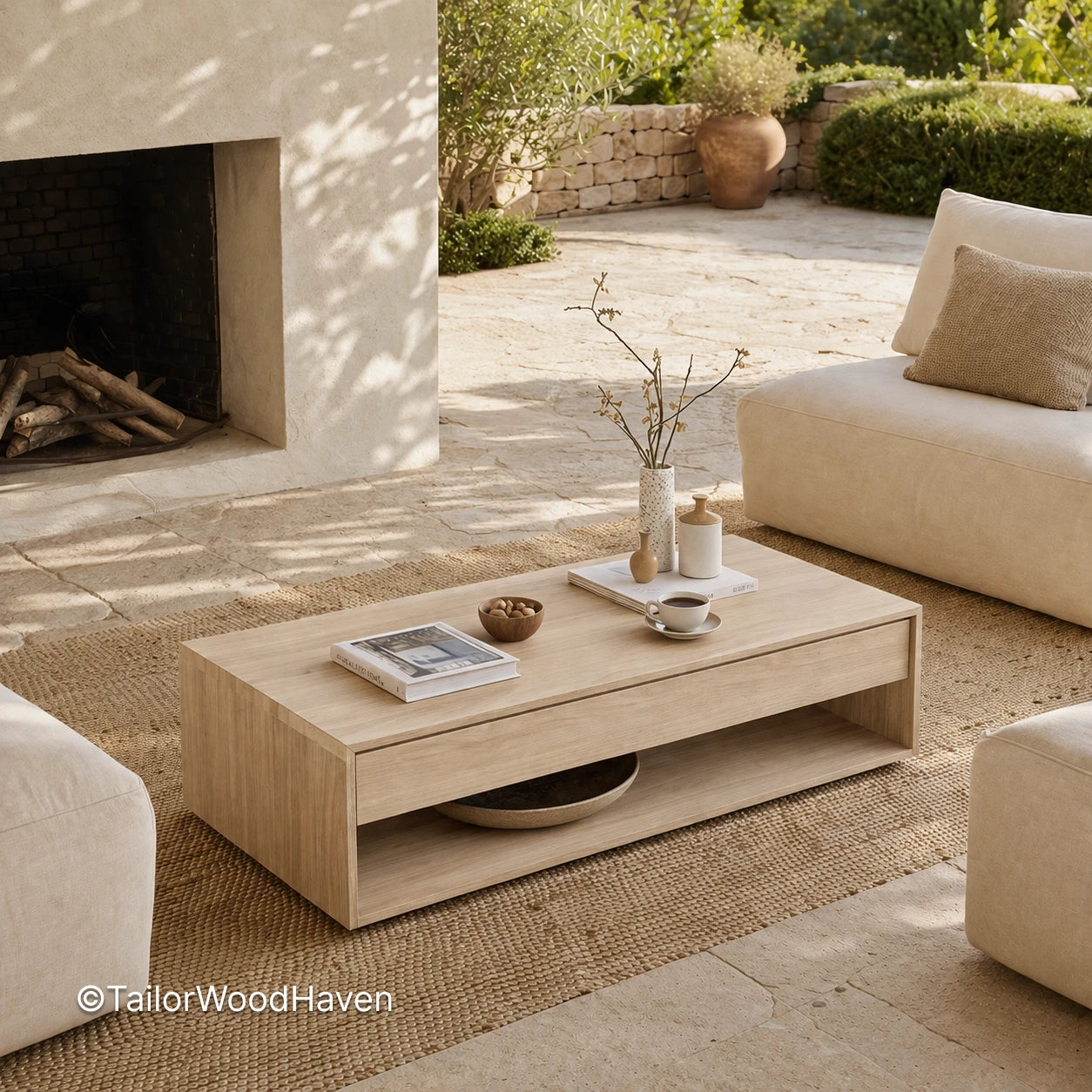 Solid white square coffee table designed for everyday use with durable surface