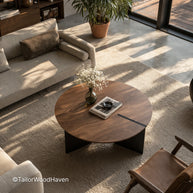 Solid wood 36 inch round coffee table with smooth durable surface