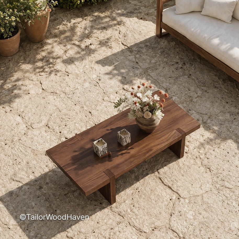 Square solid wood coffee table with smooth durable surface and balanced proportions
