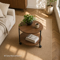 Coffee table with wheels featuring a clean design and smooth rolling movement in a modern living room