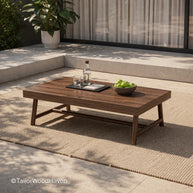 Minimal low rectangle coffee table with sturdy construction and balanced proportions