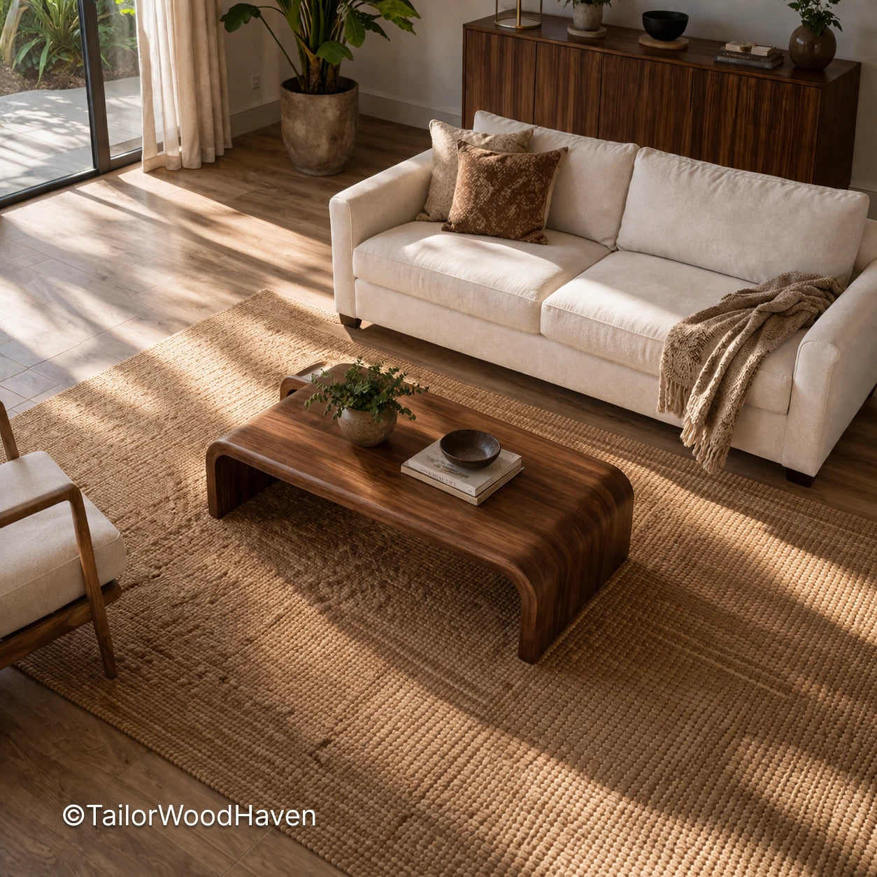 Modern rectangular coffee table with softened corners and sturdy construction