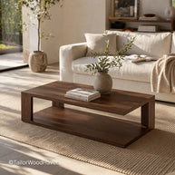 Solid dark wood coffee table designed for everyday use with durable surface
