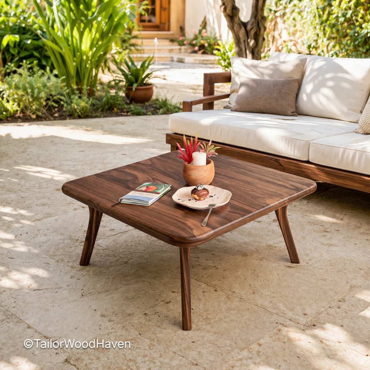 Minimal small square coffee table with sturdy construction and smooth surface