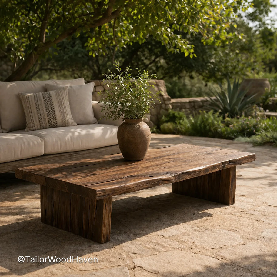 Rustic square coffee table with sturdy construction and simple design