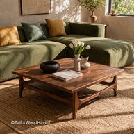 Compact 30 inch square coffee table designed for everyday use and flexible placement