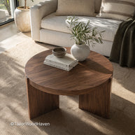 Round Solid Wood Coffee Table – Durable Living Table