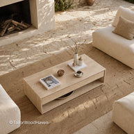 Simple white square coffee table with stable construction and bright finish
