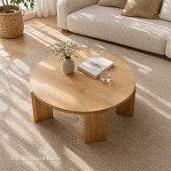 Round Oak Coffee Table – Solid Oak Living Room Table