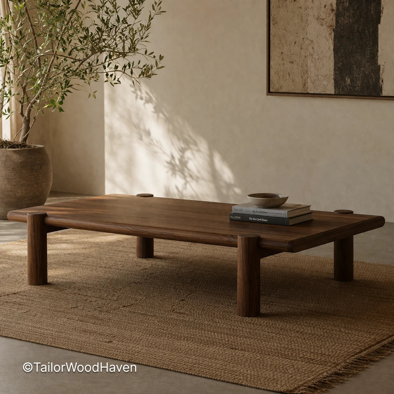 Solid wood mid century coffee table designed for everyday use with timeless style