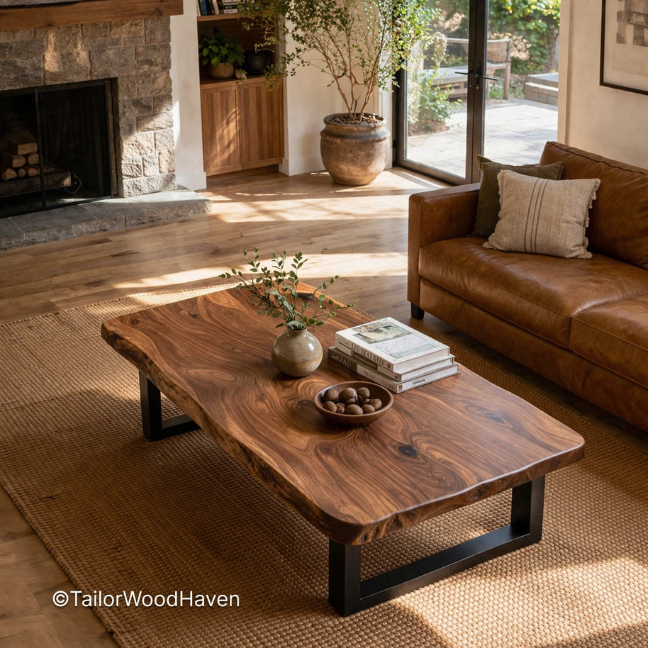 Simple real wood coffee table with durable finish and stable construction