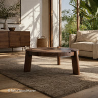 Solid Round Wood Coffee Table – Handmade Living Table