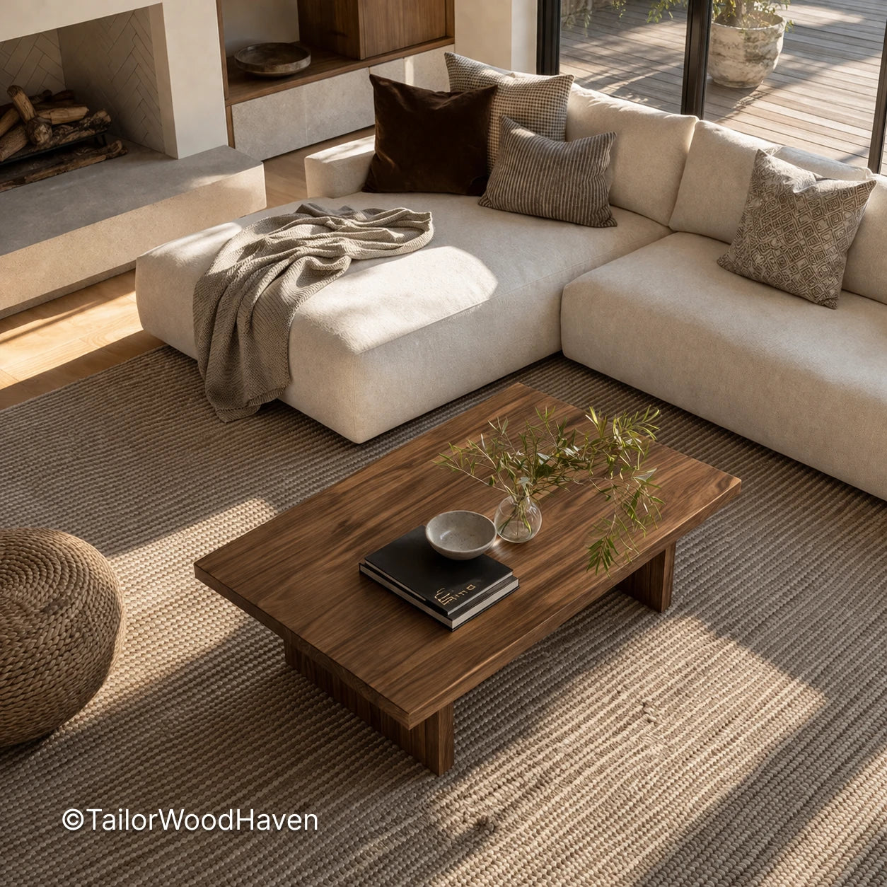Brown Rectangle Coffee Table – Solid Living Room Table