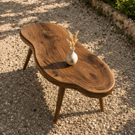 Minimal oval outdoor coffee table with sturdy construction and smooth tabletop