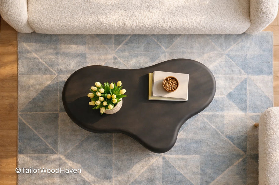 Solid wood oval coffee table for living room with clean edges and durable finish