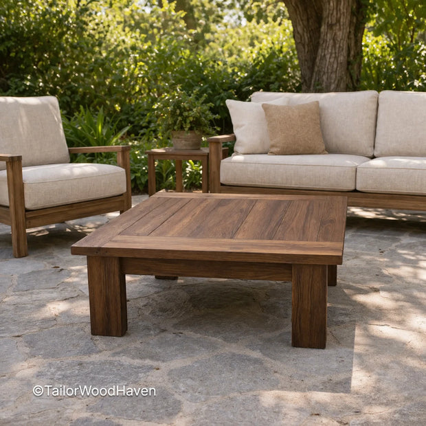 Solid wood square coffee table with natural grain and durable smooth finish