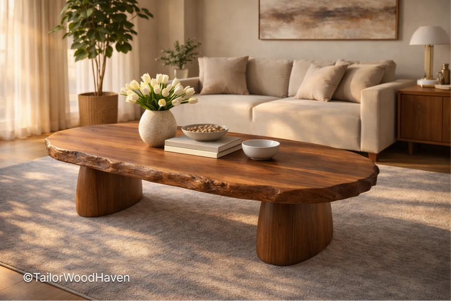 Large oval coffee table for living room with clean edges and durable finish