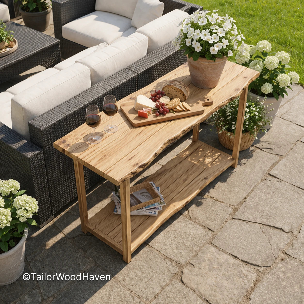 Minimal narrow outdoor coffee table with sturdy build for small spaces